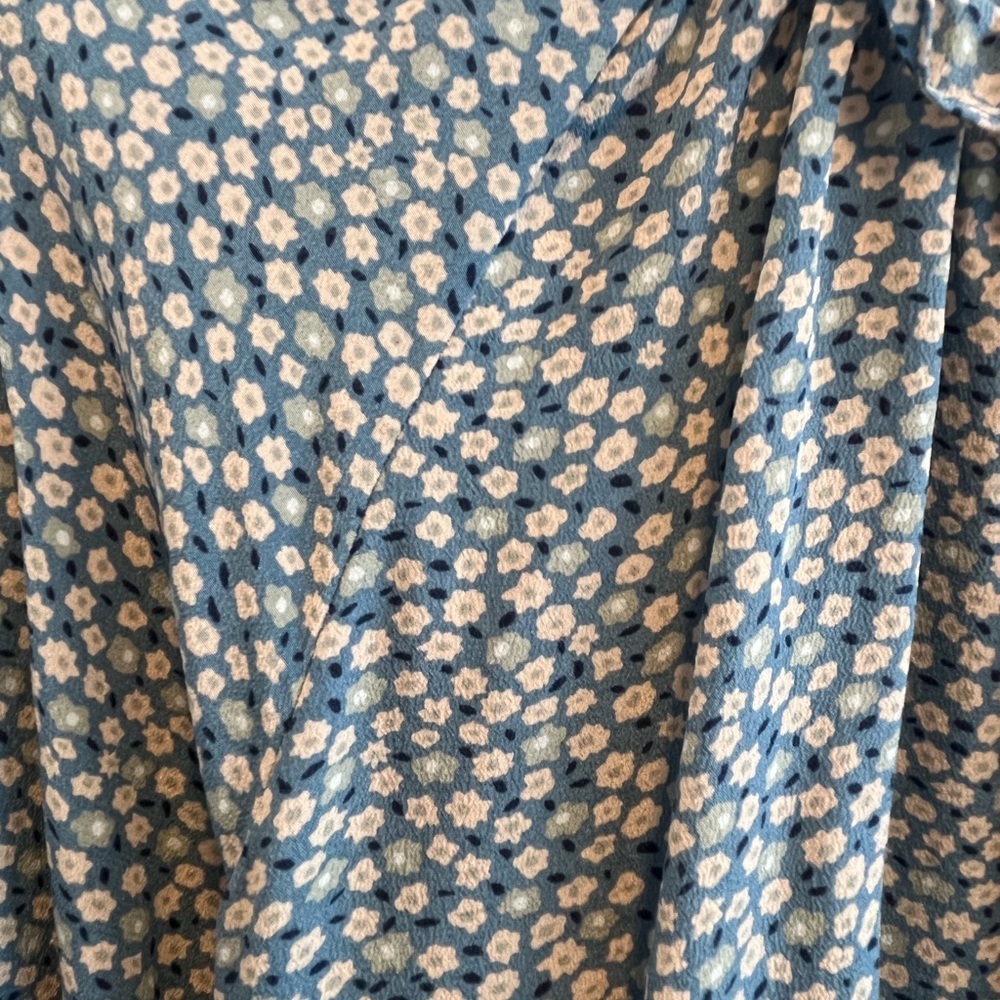 Madewell Blue Patterned Ruffle Blouse Size M - Picture 3 of 4